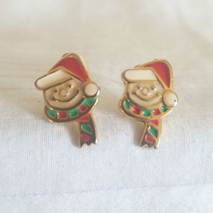 EB Gold Christmas Snowman Earrings
